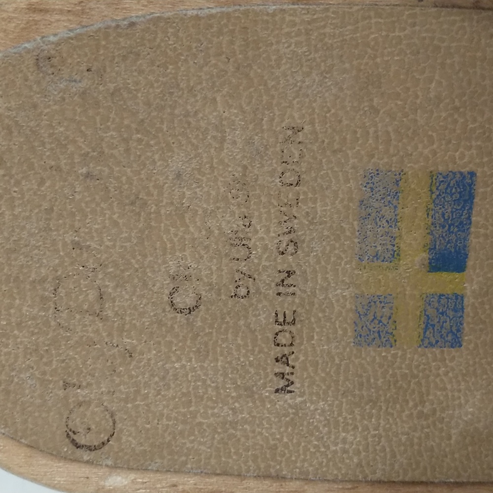 Vintage Swedish Leather & Wood Clogs Olaf Daughter Sweden Carmel Color 80s - Picture 6 of 11